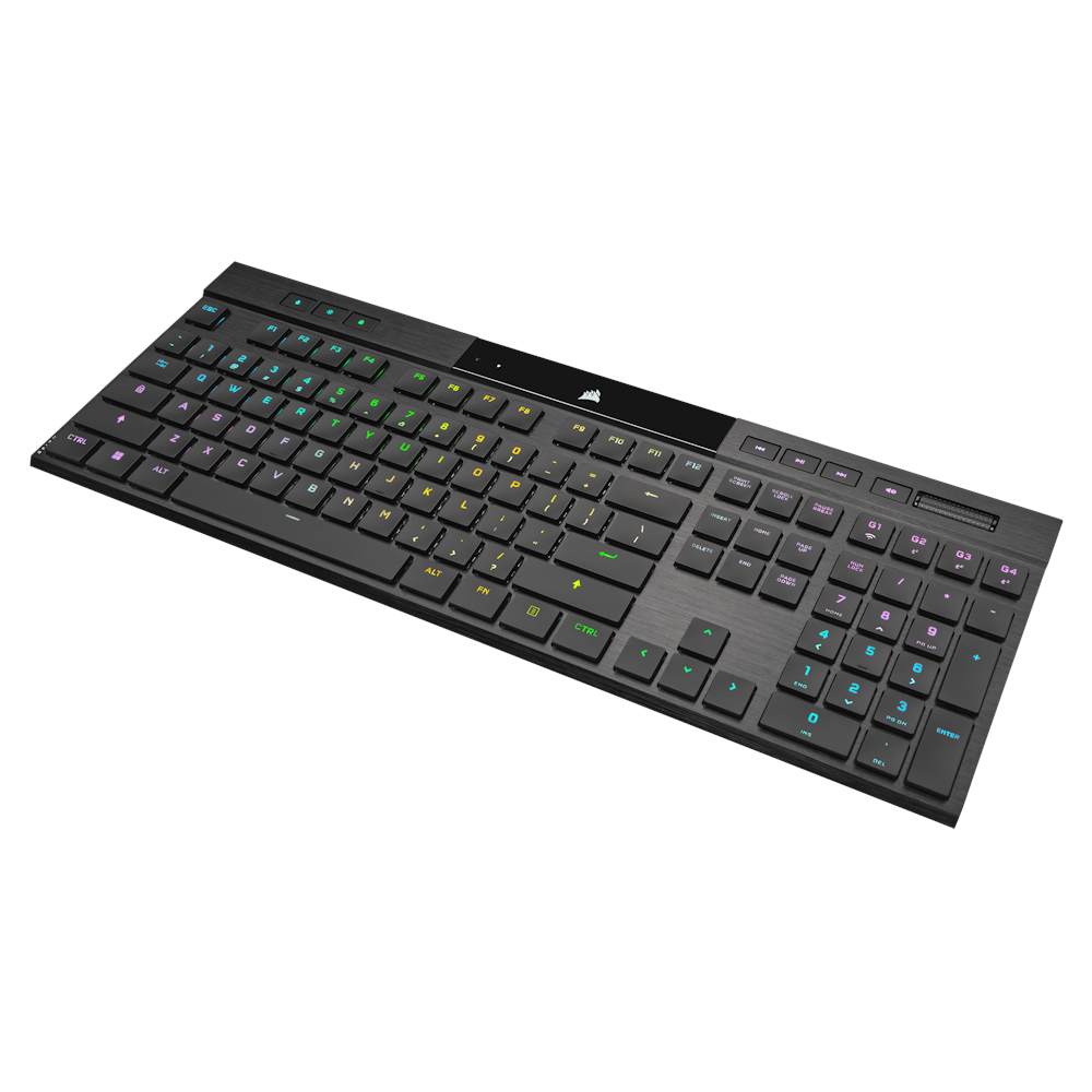 A large main feature product image of EX-DEMO Corsair K100 RGB AIR Wireless Ultra-Thin Mechanical Gaming Keyboard (MX Ultra Low Profile - Tactile)