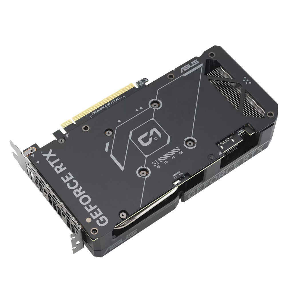 A large main feature product image of ASUS GeForce RTX 4070 SUPER Dual EVO OC 12GB GDDR6X