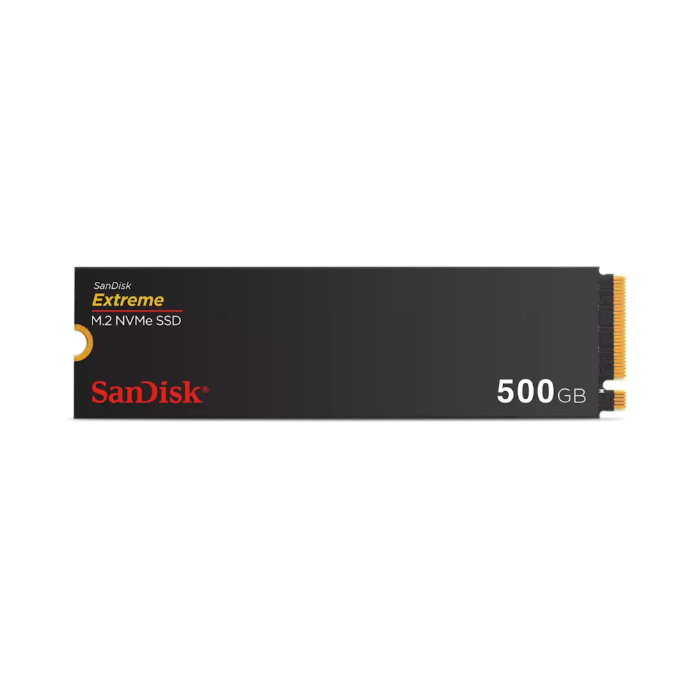 A large main feature product image of SanDisk Extreme PCIe Gen4 NVMe M.2 SSD - 500GB