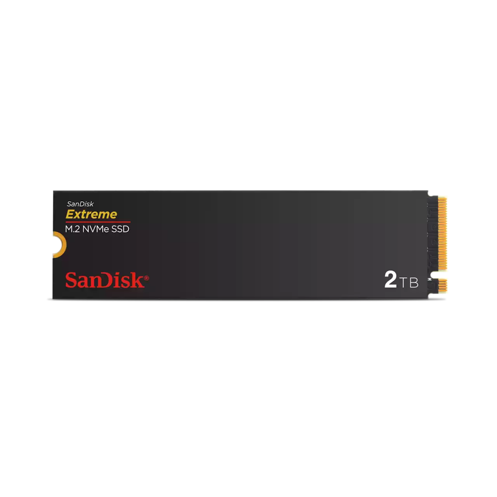 A large main feature product image of SanDisk Extreme PCIe Gen4 NVMe M.2 SSD - 2TB