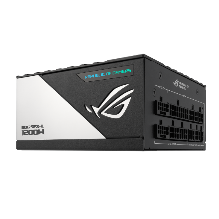 A large main feature product image of ASUS ROG Loki 1200W Titanium PCIe 5.0 SFX-L Modular PSU