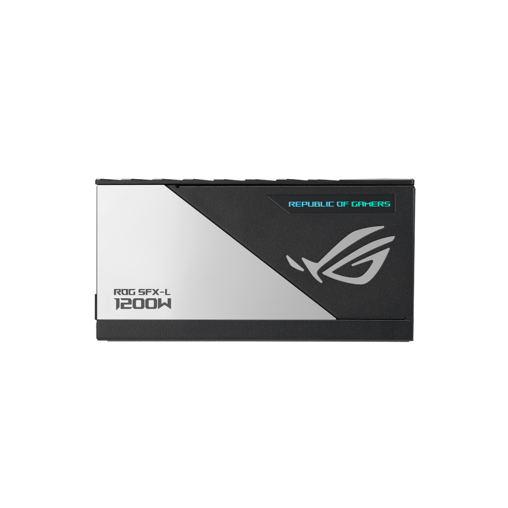 A large main feature product image of ASUS ROG LOKI 1200W Titanium PCIe 5.0 SFX-L Modular PSU