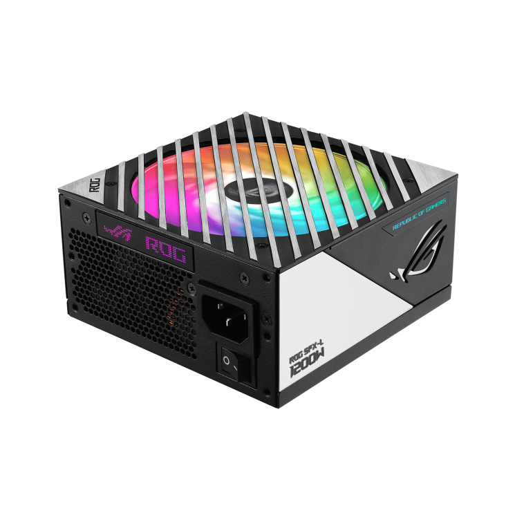 A large main feature product image of ASUS ROG Loki 1200W Titanium PCIe 5.0 SFX-L Modular PSU