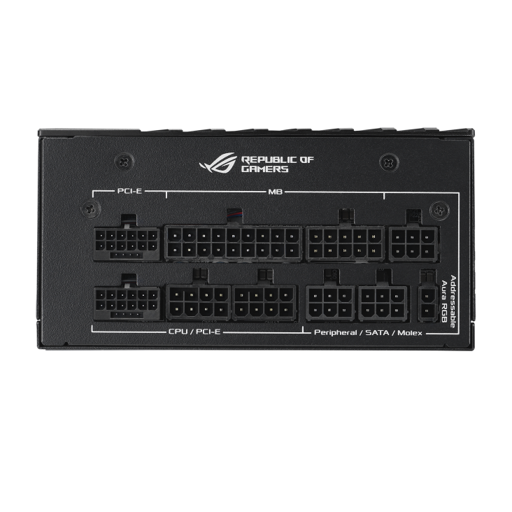 A large main feature product image of ASUS ROG Loki 1200W Titanium PCIe 5.0 SFX-L Modular PSU