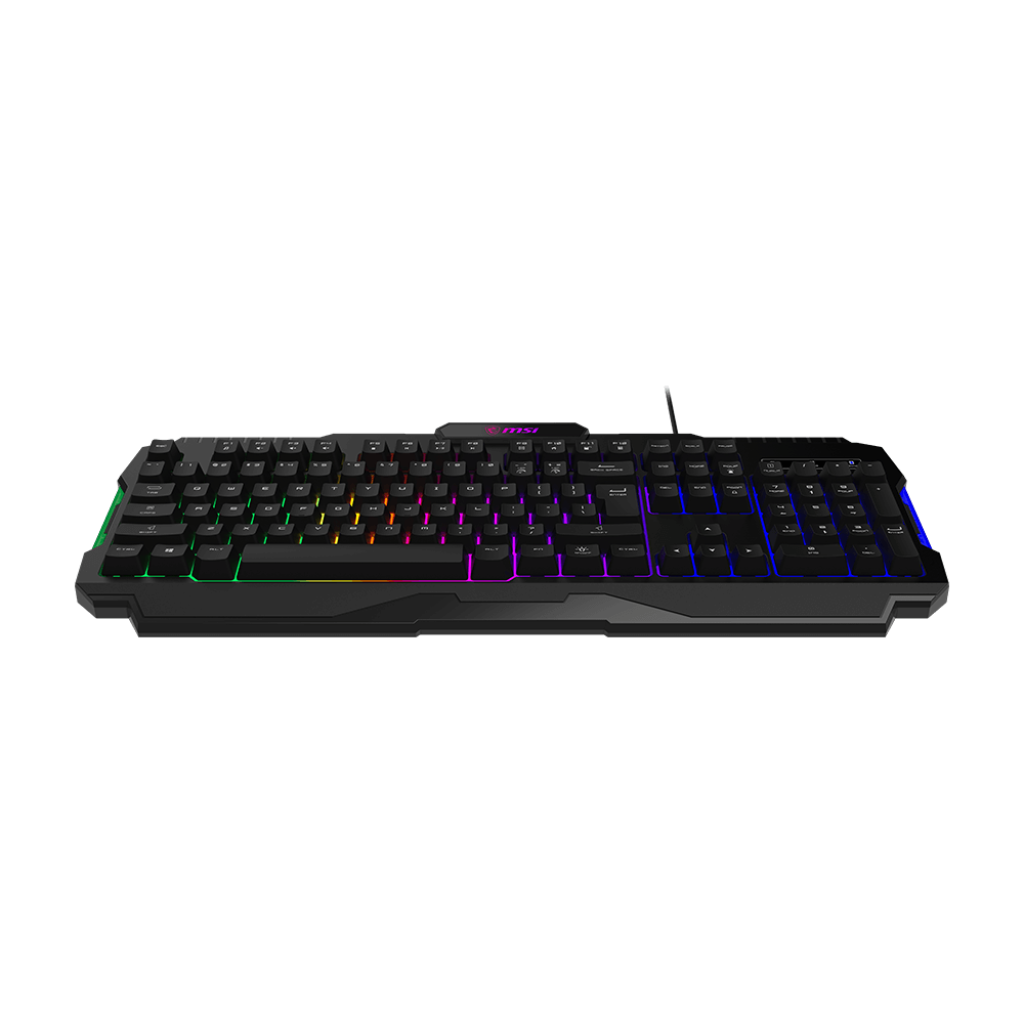 A large main feature product image of MSI Forge GK100 RGB Gaming Keyboard