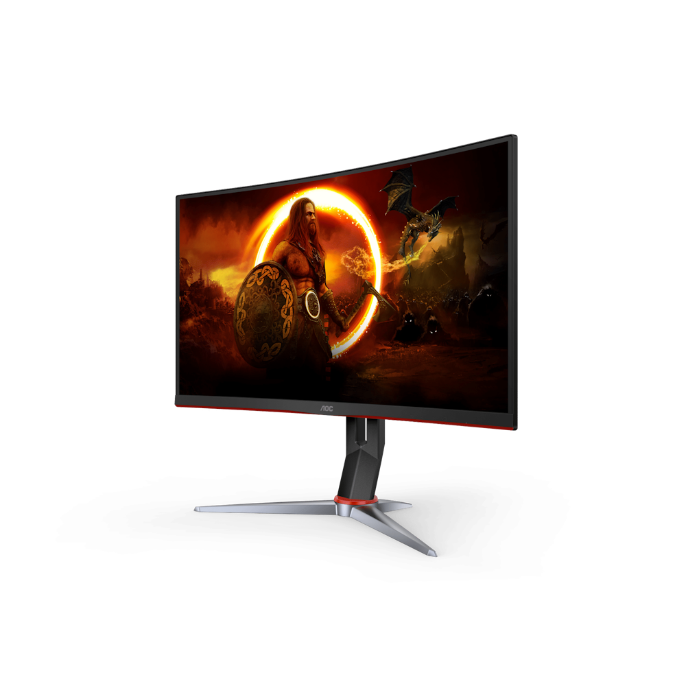 A large main feature product image of AOC Gaming CQ27G2X - 27" Curved QHD 180Hz VA Monitor