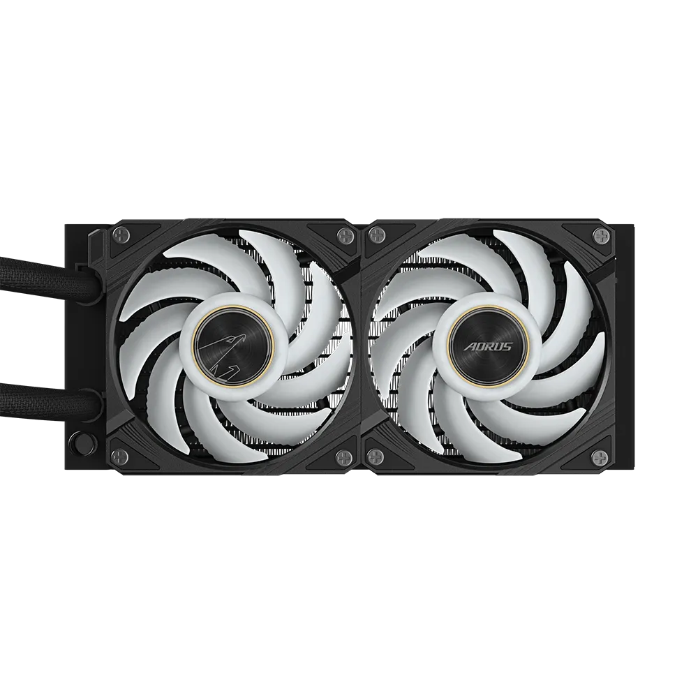A large main feature product image of Gigabyte AORUS WATERFORCE X II 240 240mm AIO Liquid Cooler