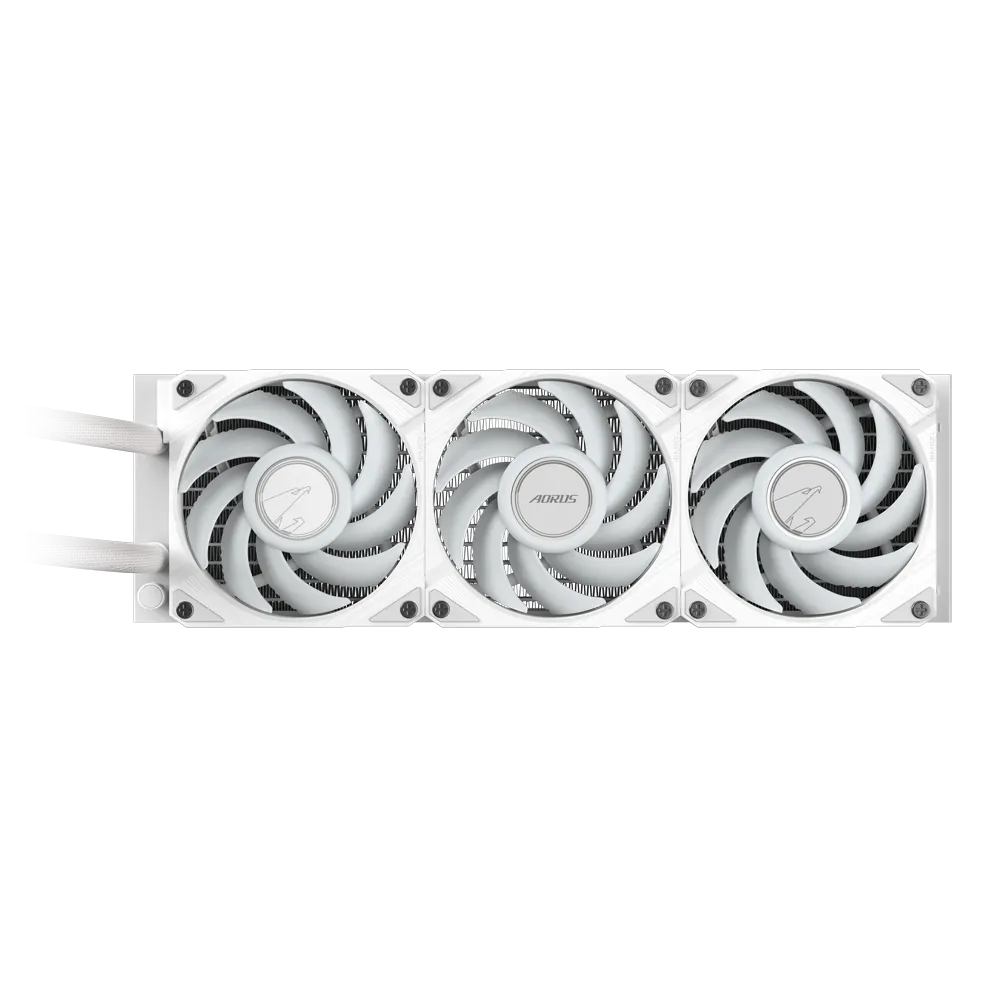 A large main feature product image of Gigabyte AORUS WATERFORCE II 360 ICE 360mm AIO Liquid Cooler