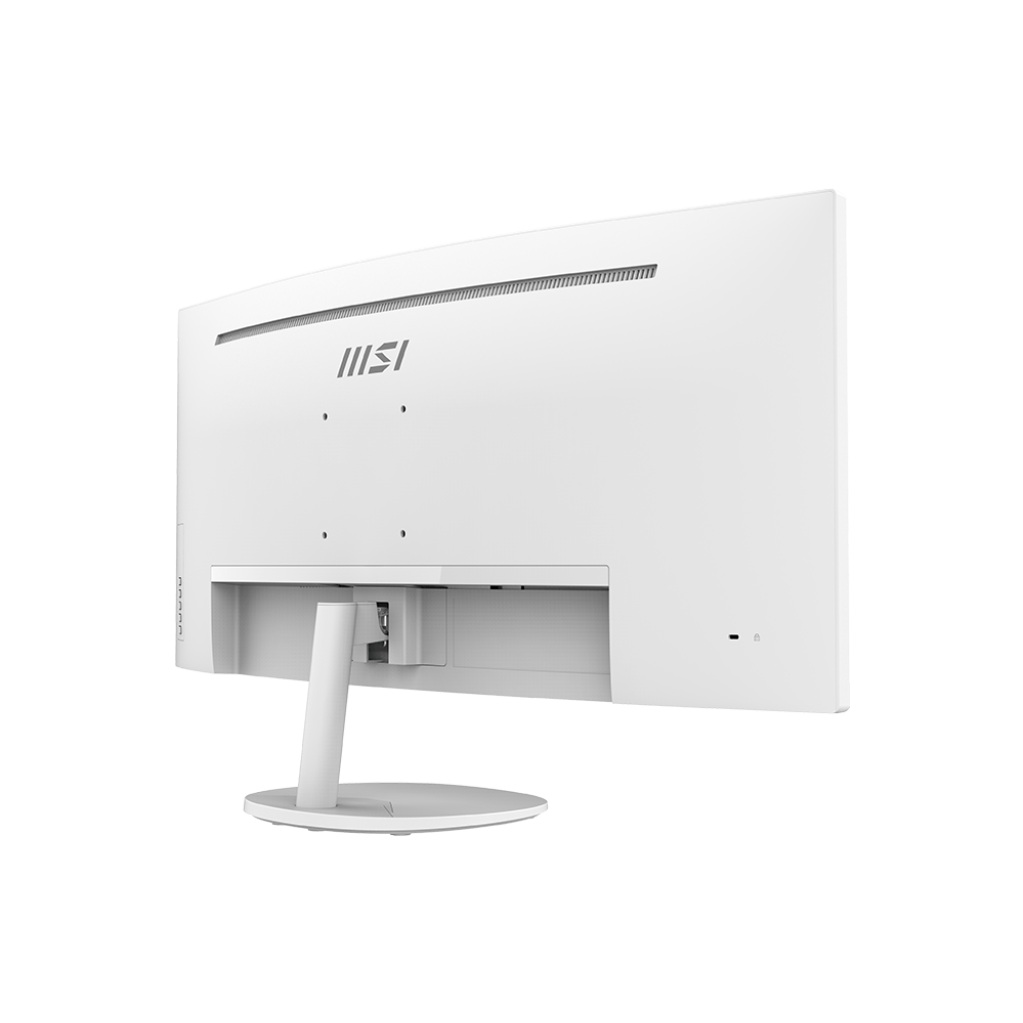 A large main feature product image of MSI PRO MP341CQW - 34" Curved 1440p 100Hz VA Monitor (White)