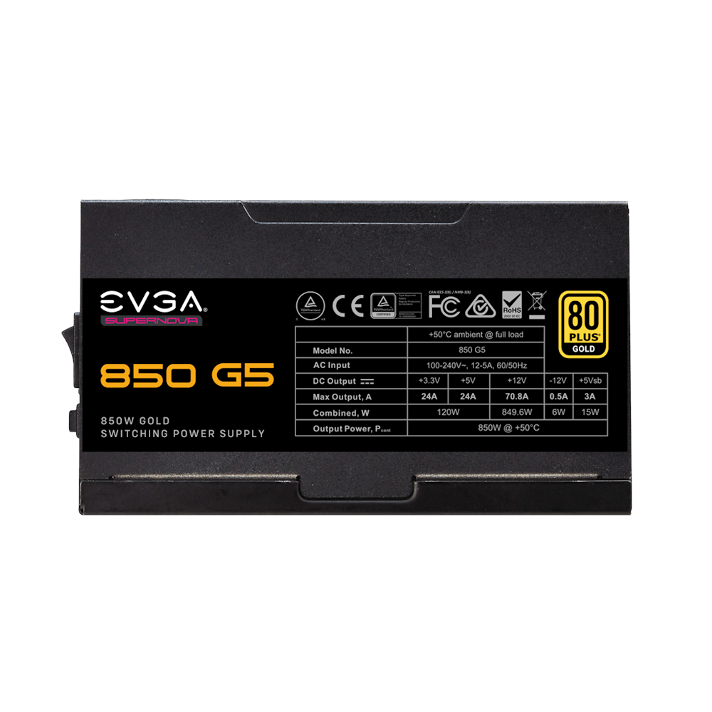 A large main feature product image of EX-DEMO EVGA SuperNOVA 850 G5 850W Gold ATX Modular PSU