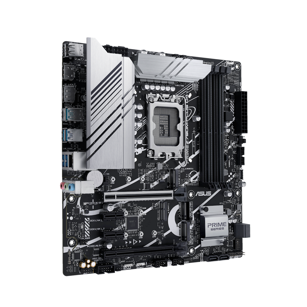 A large main feature product image of EX-DEMO ASUS PRIME Z790M-Plus D4 DDR4 LGA1700 mATX Desktop Motherboard
