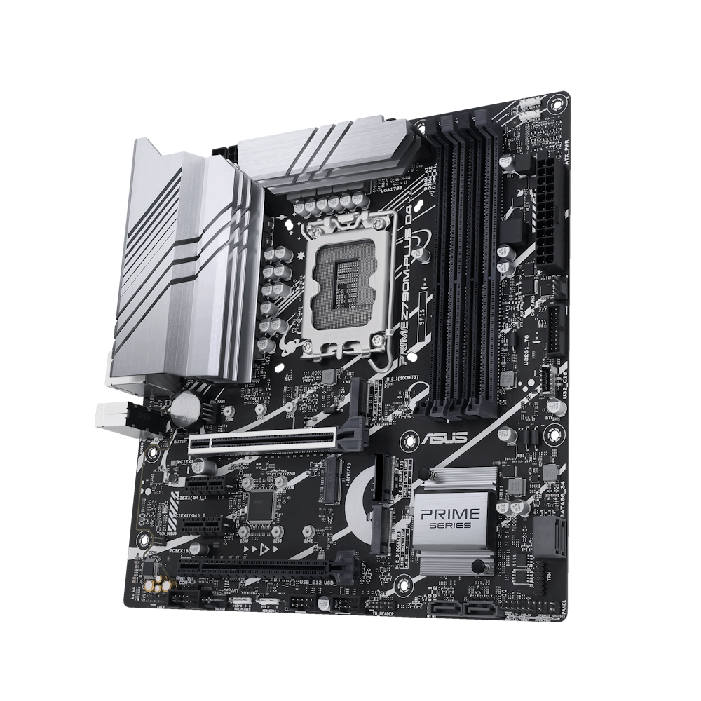 A large main feature product image of EX-DEMO ASUS PRIME Z790M-Plus D4 DDR4 LGA1700 mATX Desktop Motherboard