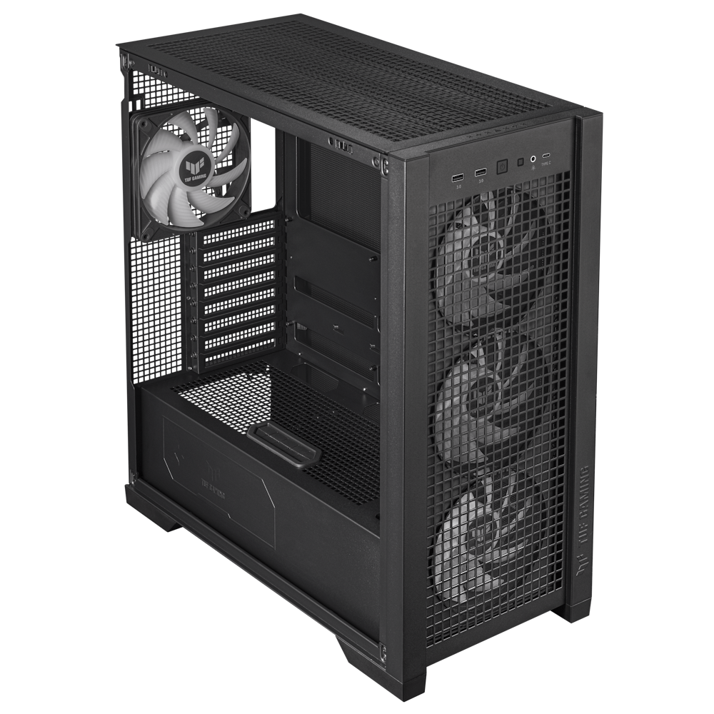 A large main feature product image of ASUS TUF Gaming GT302 ARGB Mid Tower Case - Black