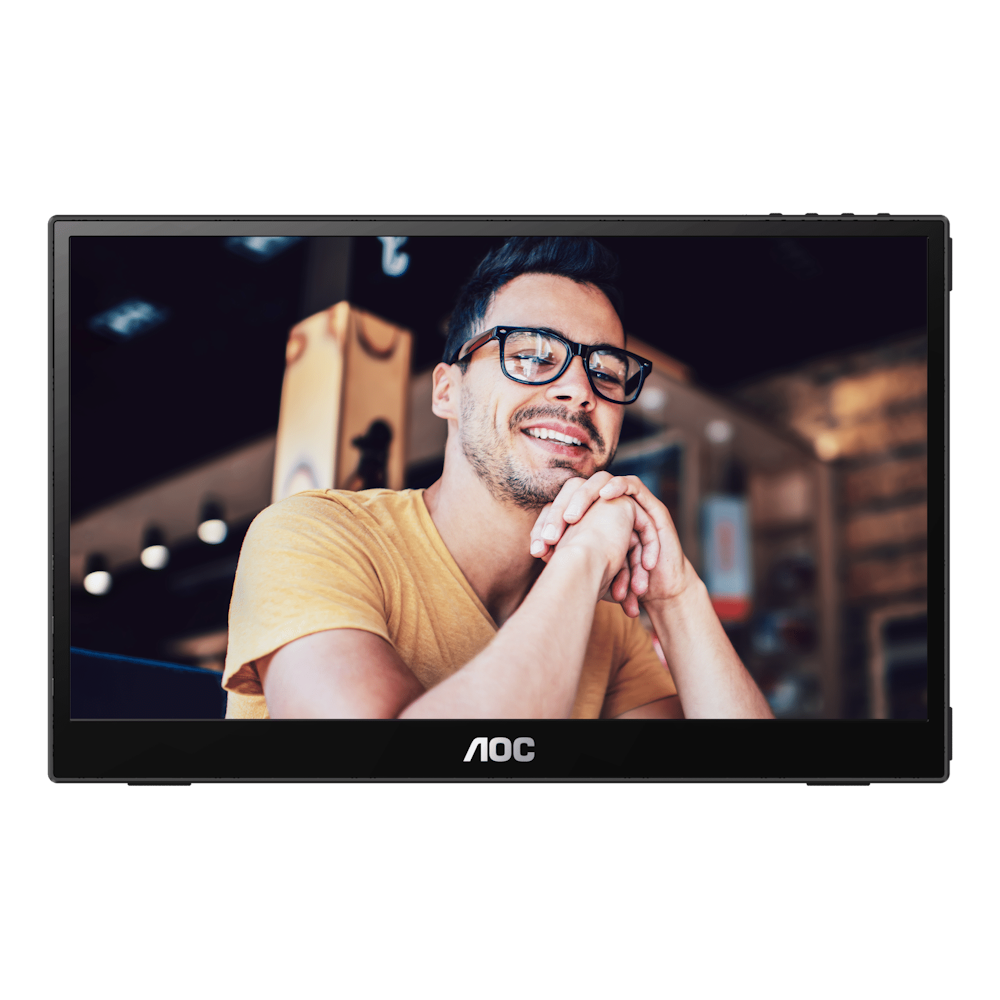A large main feature product image of EX-DEMO AOC 16T3E 15.6" FHD 60Hz IPS Monitor