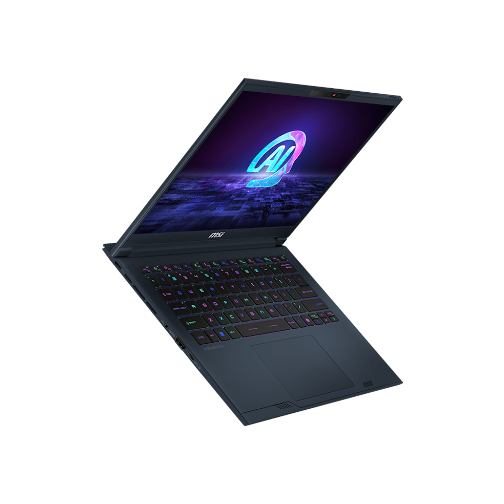 A large main feature product image of MSI Stealth 14 AI Studio (A1V) - 14" 120Hz, Core Ultra 9, RTX 4070, 32GB/2TB - Win 11 Gaming Notebook