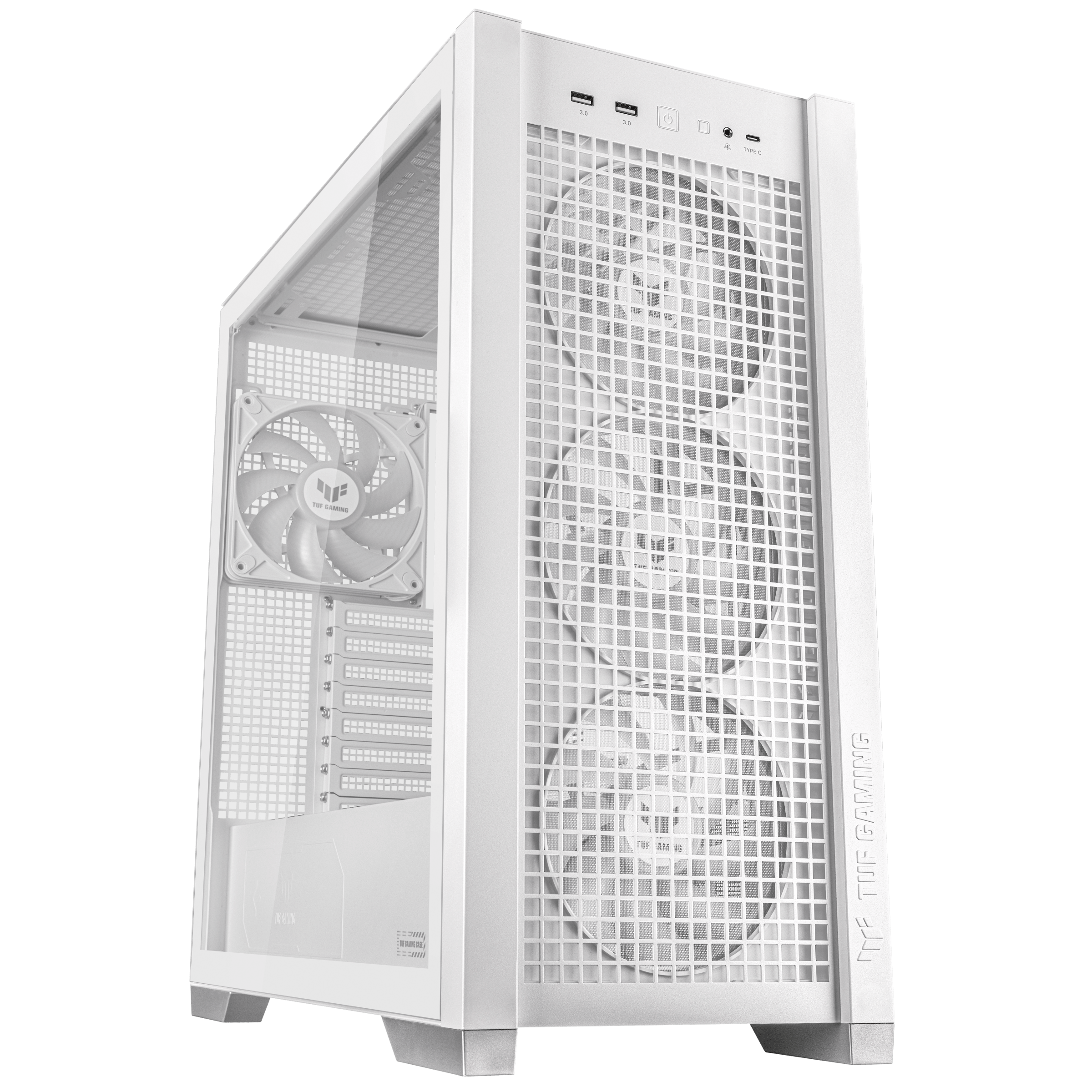 A large main feature product image of ASUS TUF Gaming GT302 ARGB Mid Tower Case - White