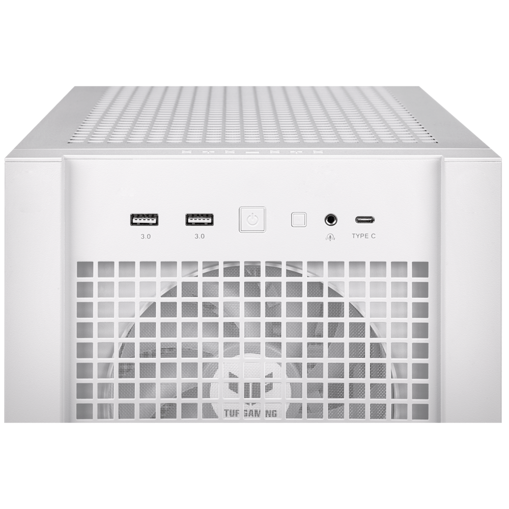 A large main feature product image of ASUS TUF Gaming GT302 ARGB Mid Tower Case - White