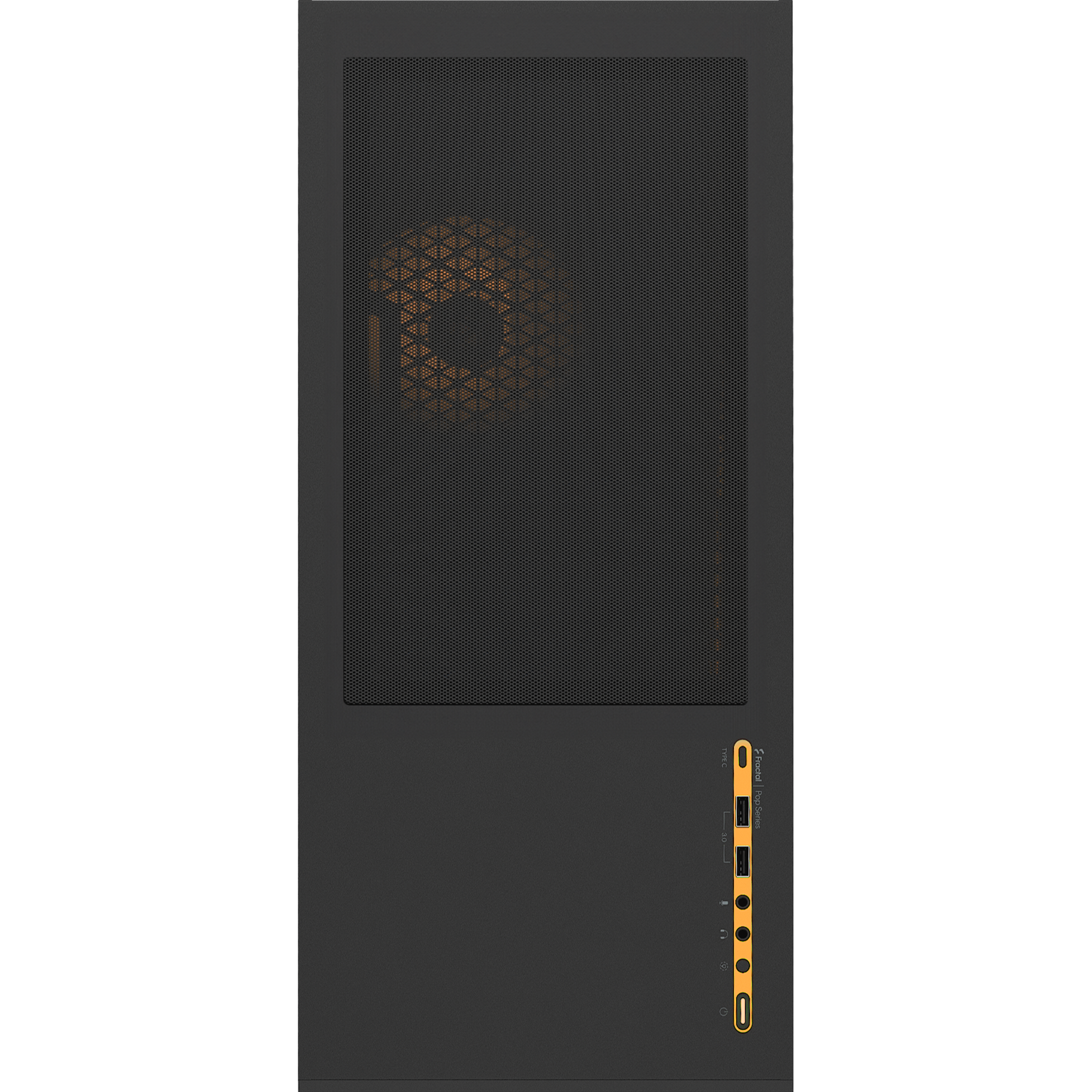 A large main feature product image of Fractal Design Pop Air RGB TG Clear Tint Mid Tower Case (Orange Core)