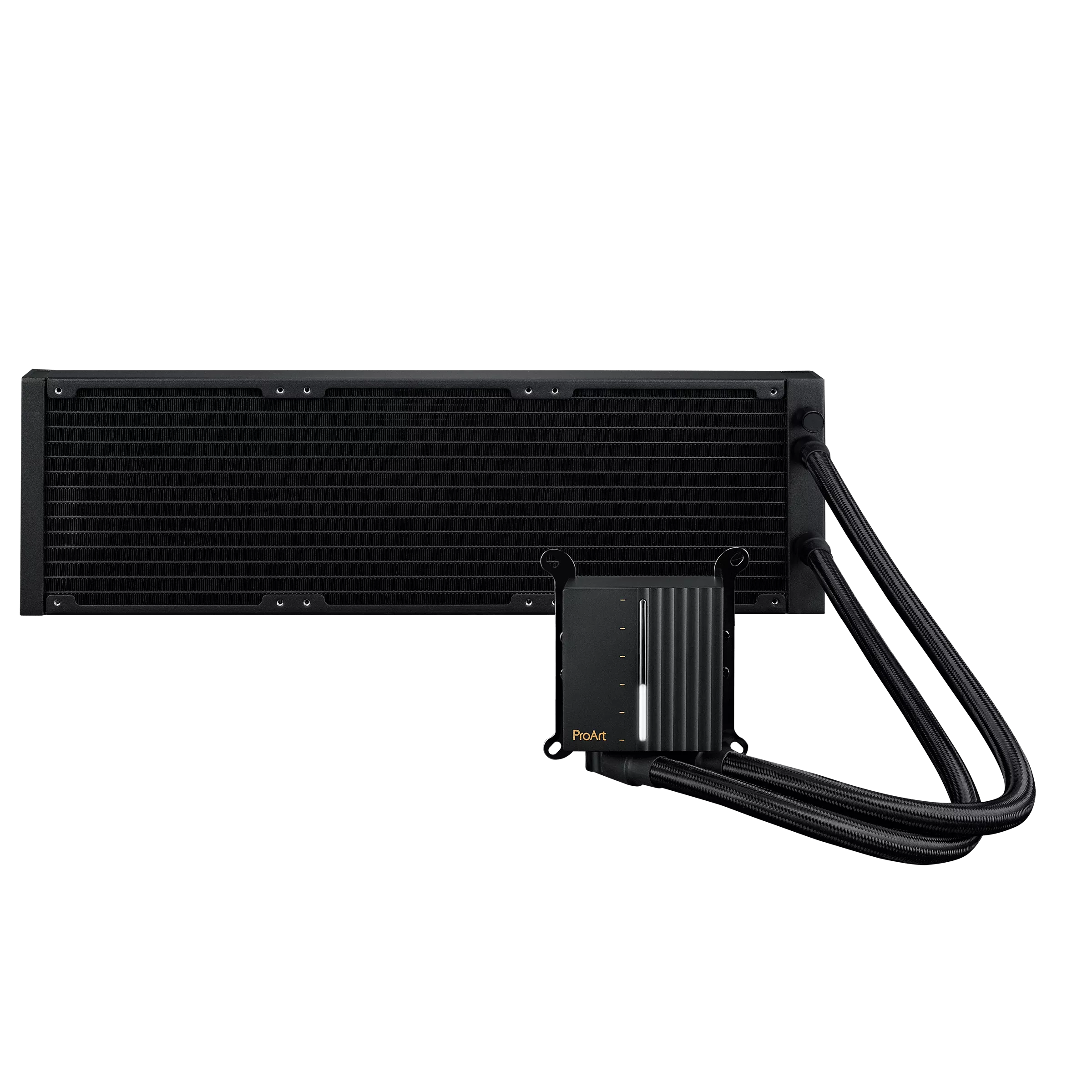 A large main feature product image of ASUS ProArt LC 420 - 420mm AIO Liquid CPU Cooler