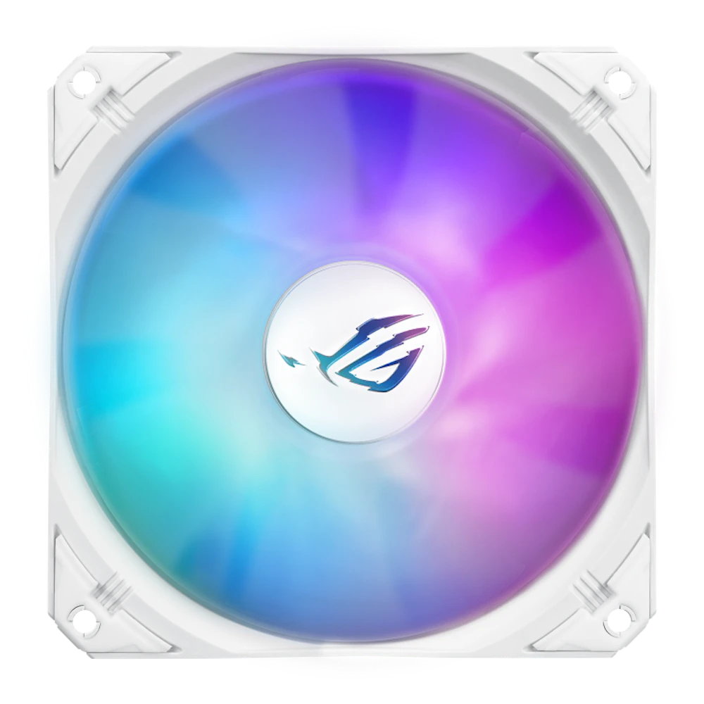 A large main feature product image of ASUS ROG Strix LC III 360 ARGB LCD 360mm AIO CPU Liquid Cooler (White)