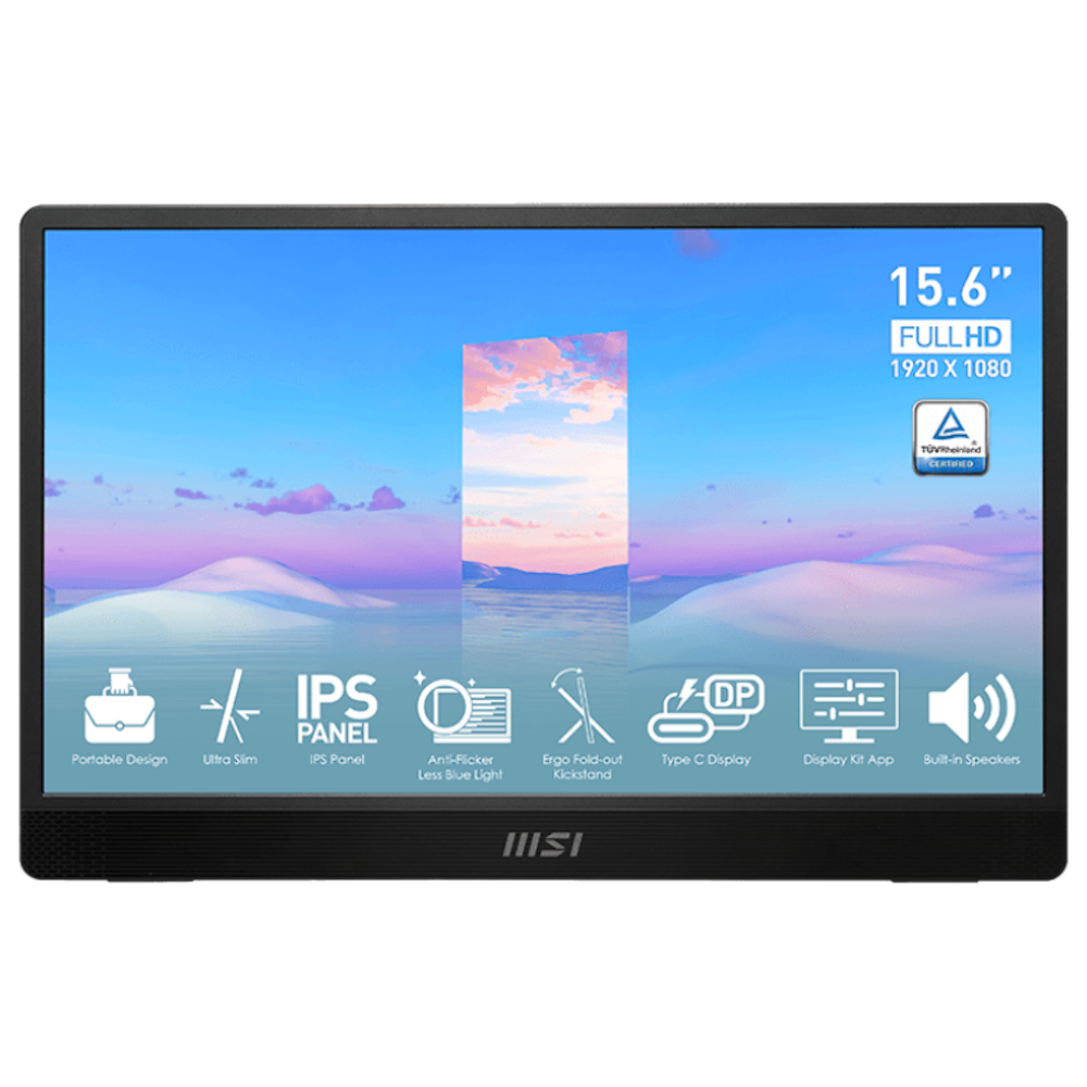 A large main feature product image of EX-DEMO MSI PRO MP161 15.6" FHD 60Hz 4MS IPS USB-C Portable Monitor