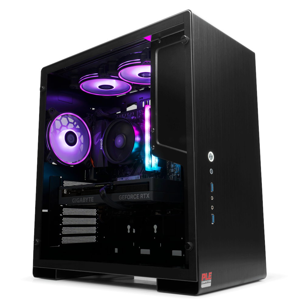 A large main feature product image of EX-DEMO PLE Mirage RTX 4060 Ti Prebuilt Ready To Go Gaming PC