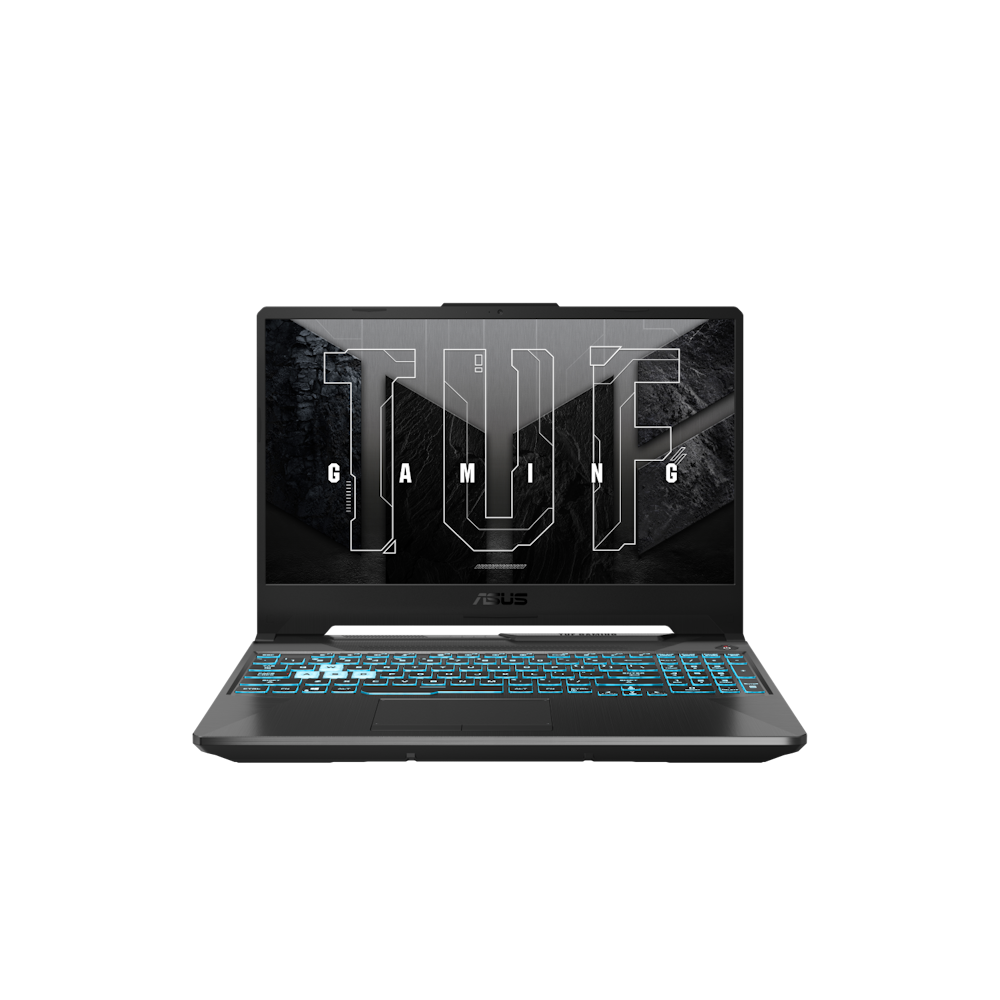 A large main feature product image of ASUS TUF Gaming A15 (FA506) - 15.6" 144Hz, Ryzen 5, RTX 3050, 16GB/512GB - Win 11  Notebook