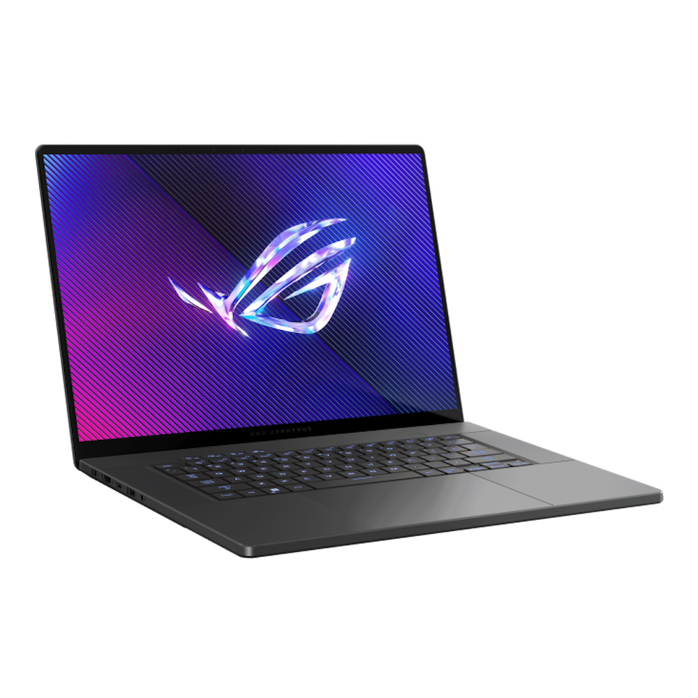 A large main feature product image of ASUS ROG Zephyrus G16 (GU605) - 16” Core Ultra 9, RTX 4090, 32GB/2TB - Win 11 Pro Gaming Notebook