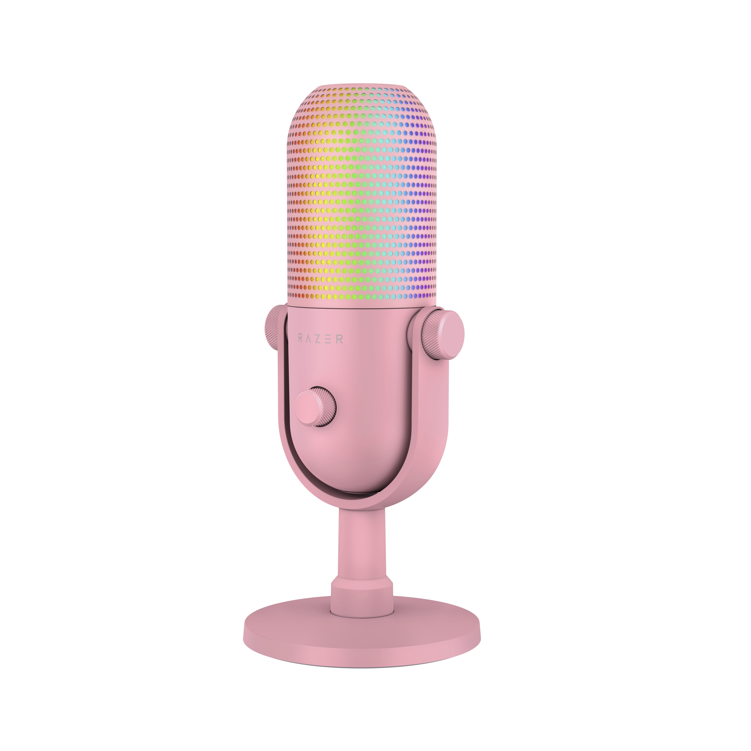 A large main feature product image of Razer Seiren V3 Chroma - RGB USB Microphone with Tap-to-Mute (Quartz Pink)