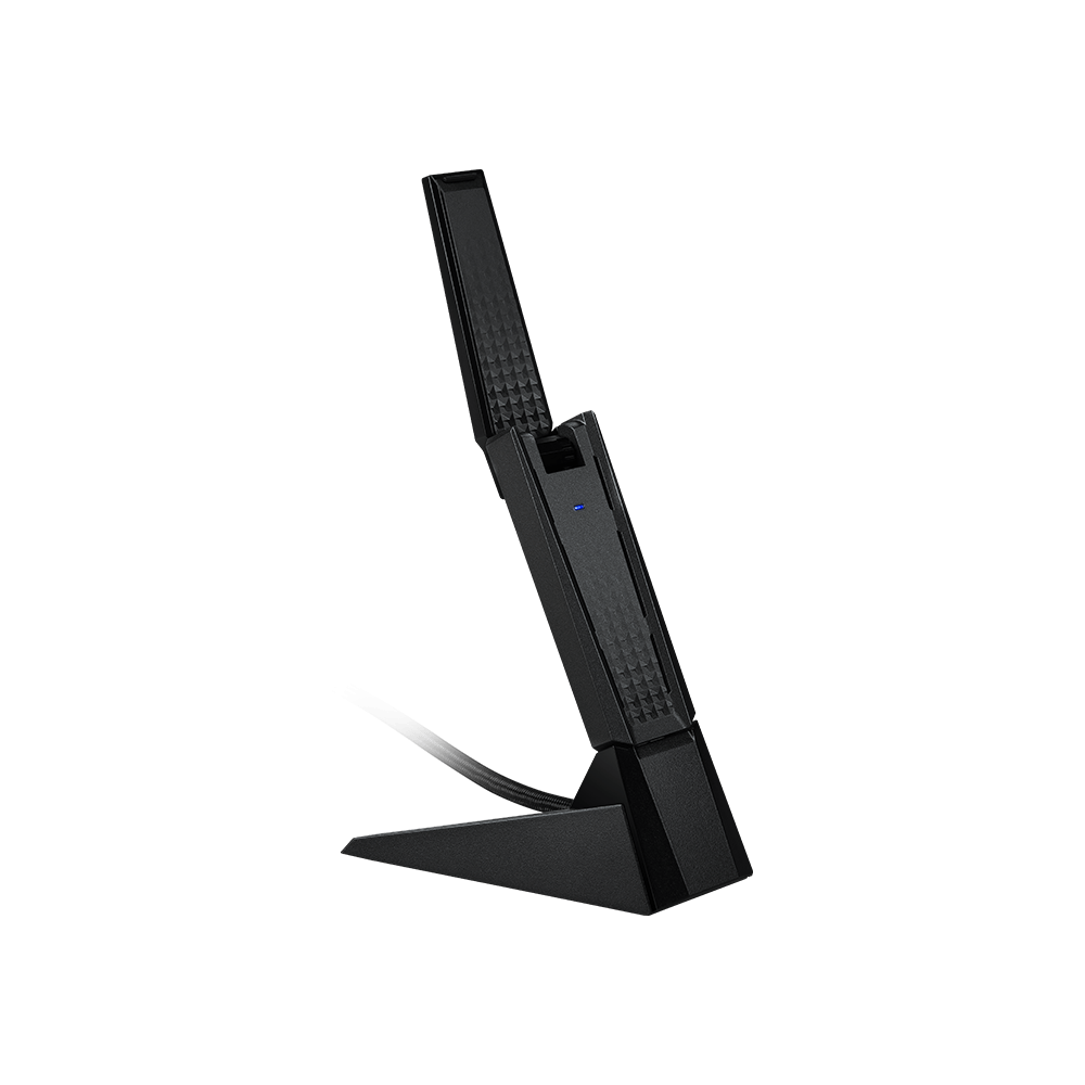 A large main feature product image of MSI GUAXE54 AXE5400 Tri-Band Wireless USB Adapter