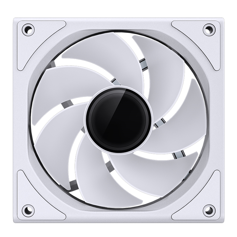 A large main feature product image of Jonsbo ZK-120 ARGB 120mm PWM Reverse Blade Modular Fan 3-Pack (White)