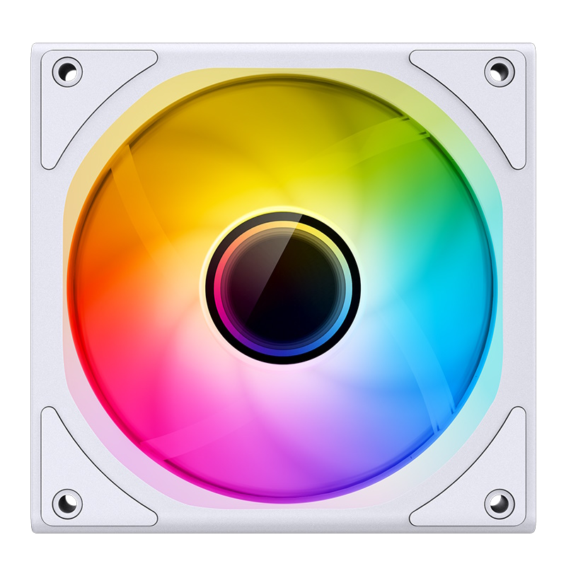 A large main feature product image of Jonsbo ZK-120 ARGB 120mm PWM Reverse Blade Modular Fan 3-Pack (White)