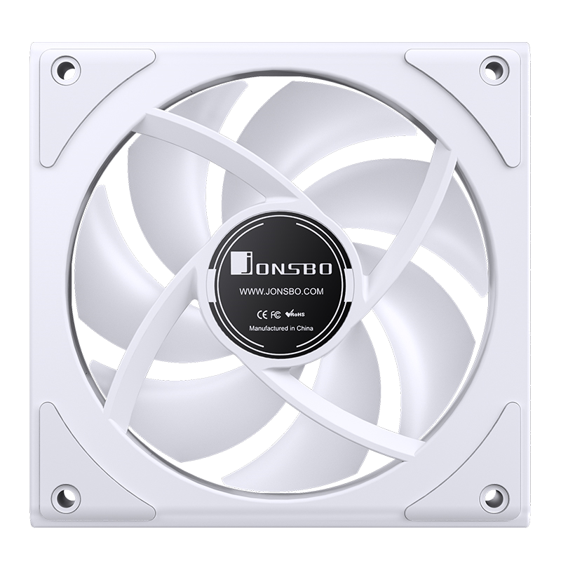 A large main feature product image of Jonsbo ZK-120 ARGB 120mm PWM Reverse Blade Modular Fan 3-Pack (White)
