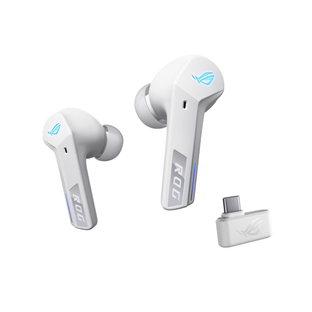 A large main feature product image of ASUS ROG Cetra True Wireless SpeedNova Earphones - White