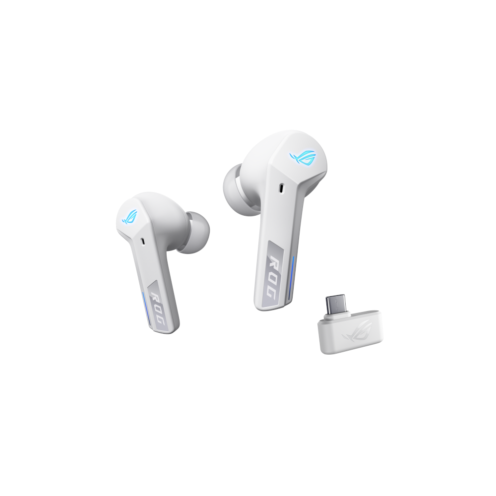 A large main feature product image of ASUS ROG Cetra True Wireless SpeedNova Earphones - White