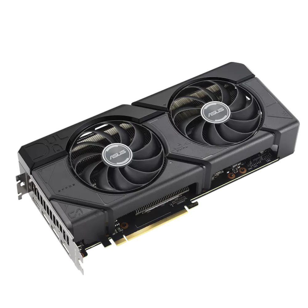 A large main feature product image of ASUS Radeon RX 7700 XT Dual OC 12GB GDDR6