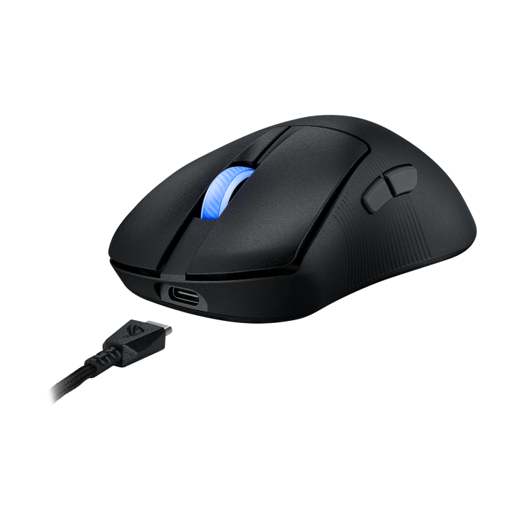 A large main feature product image of ASUS ROG Keris II Wireless Ace Gaming Mouse - Black