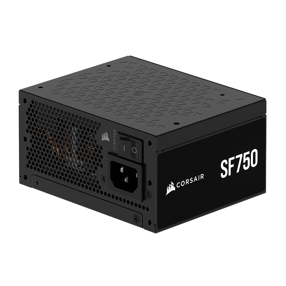 A large main feature product image of Corsair SF750 - 750W Platinum SFX Modular PSU