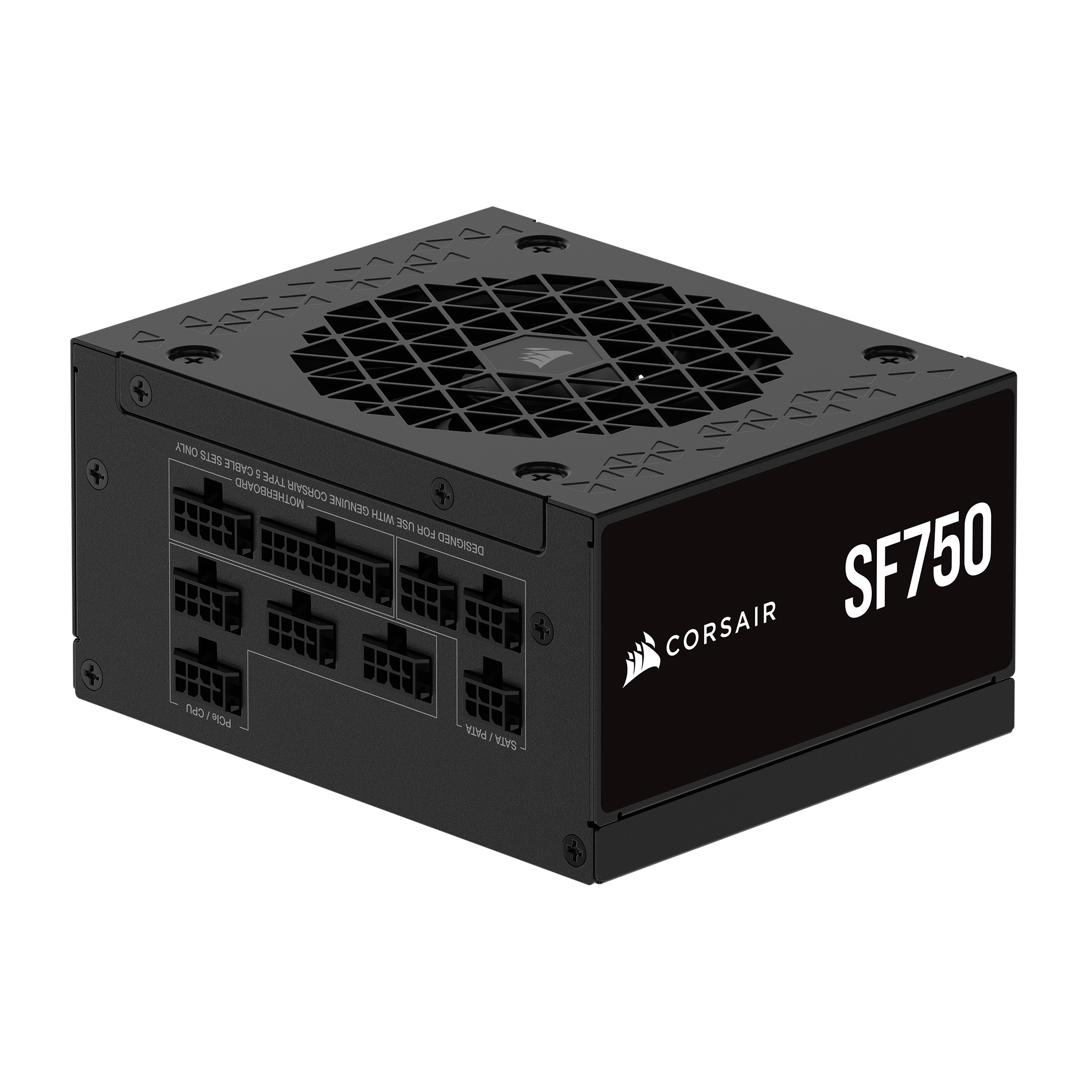 A large main feature product image of Corsair SF750 - 750W Platinum SFX Modular PSU
