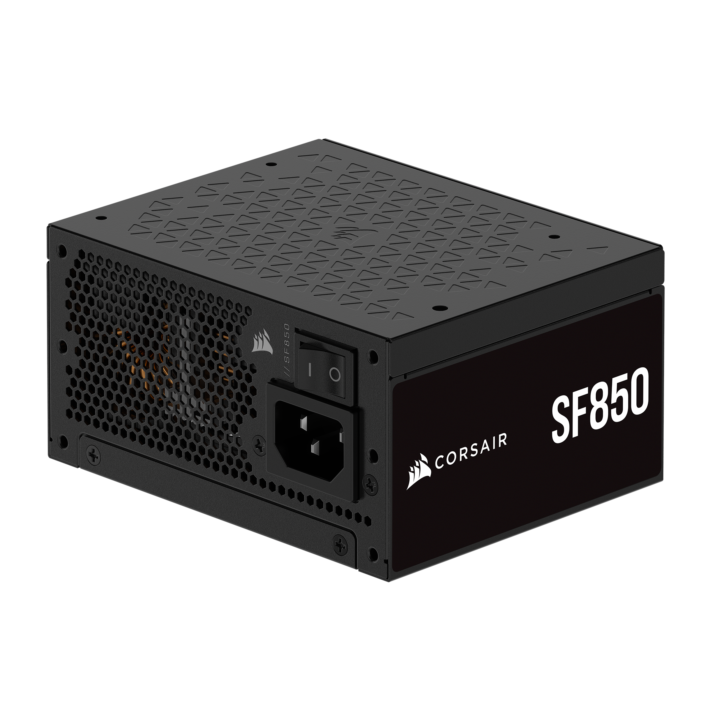 A large main feature product image of Corsair SF850 - 850W Platinum SFX Modular PSU