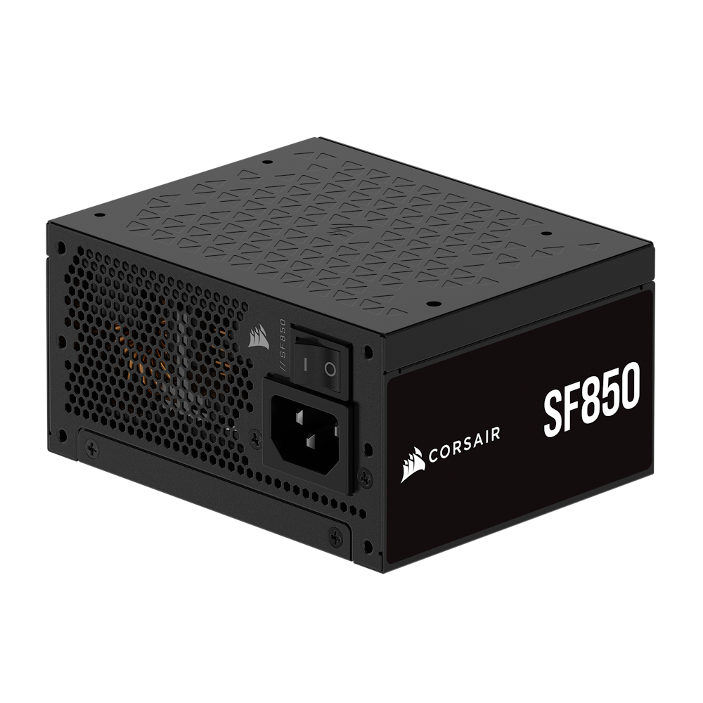 A large main feature product image of Corsair SF850 - 850W Platinum SFX Modular PSU