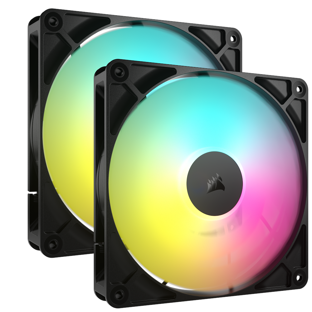 A large main feature product image of Corsair RS140 ARGB - 140mm PWM Fan 2-Pack (Black)