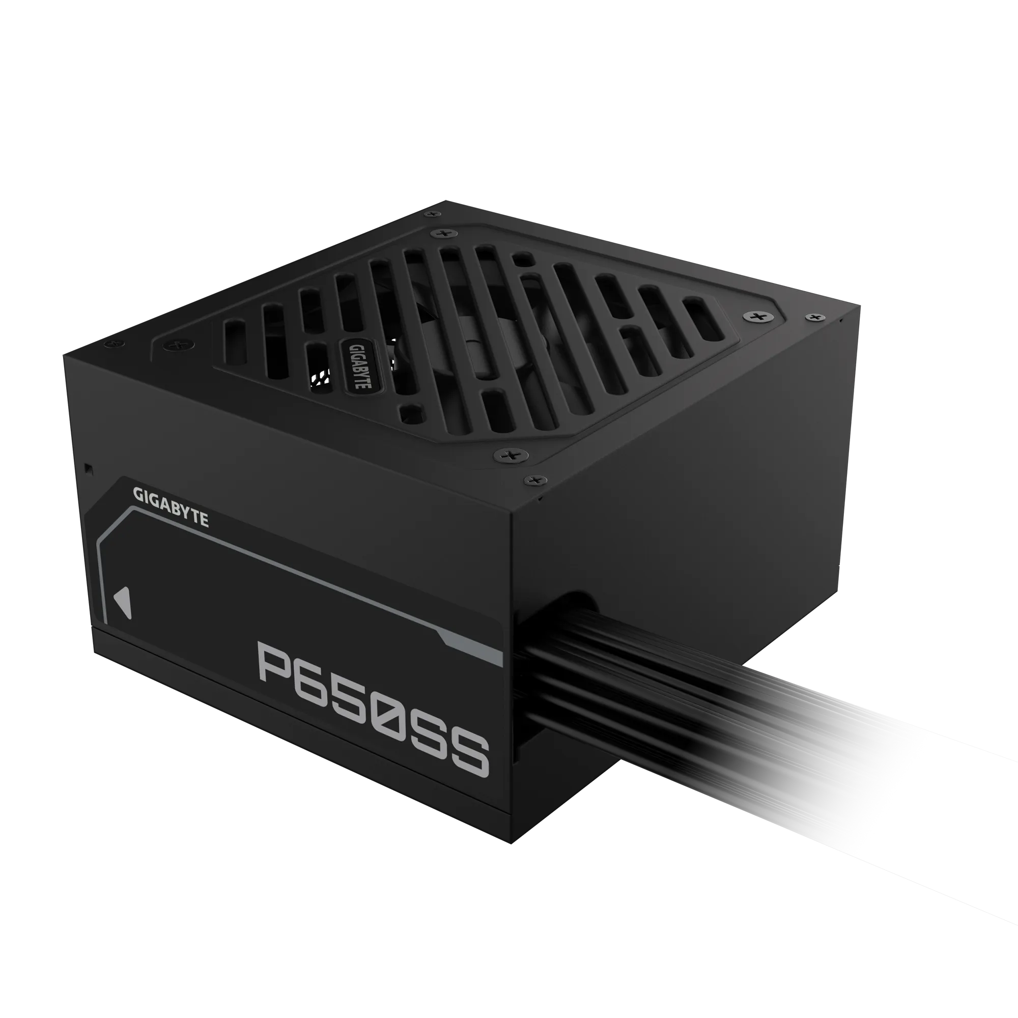 A large main feature product image of Gigabyte P650SS - 650W Silver ATX PSU