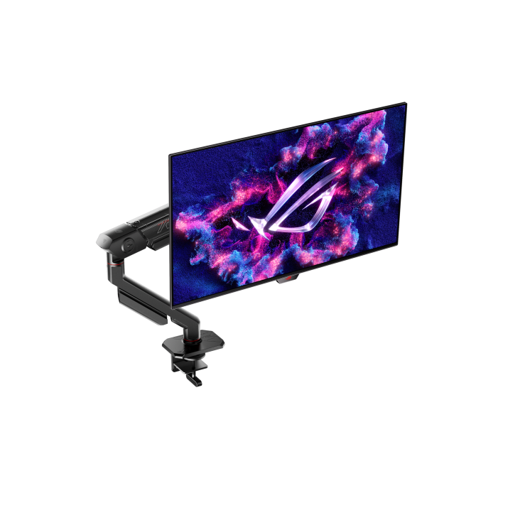 A large main feature product image of ASUS ROG Ergo AAS01 Monitor Arm