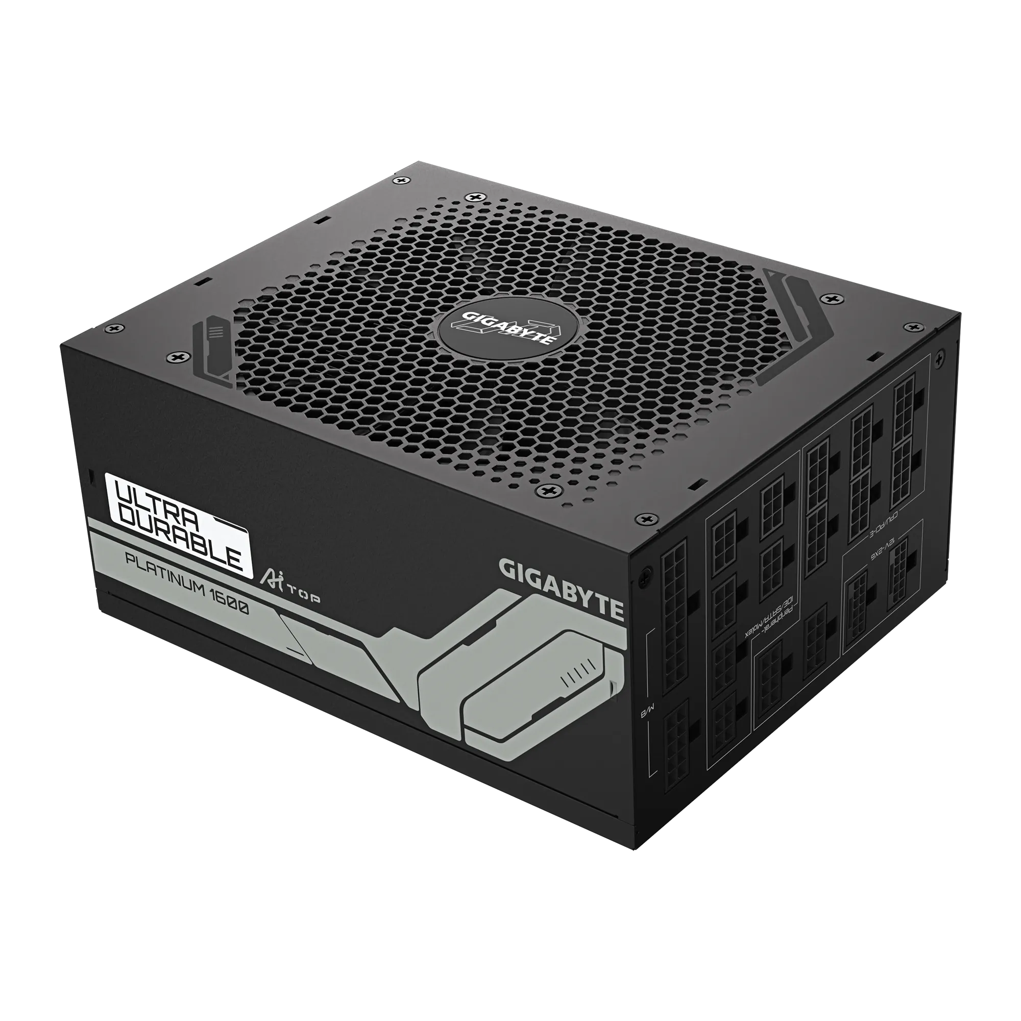 A large main feature product image of Gigabyte UD1600PM PG5 AI Top 1600W Platinum ATX Modular 15A PSU 