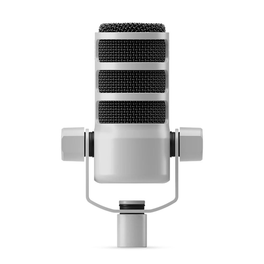 A large main feature product image of RODE PodMic - Cardioid Dynamic Broadcast XLR Microphone (White)
