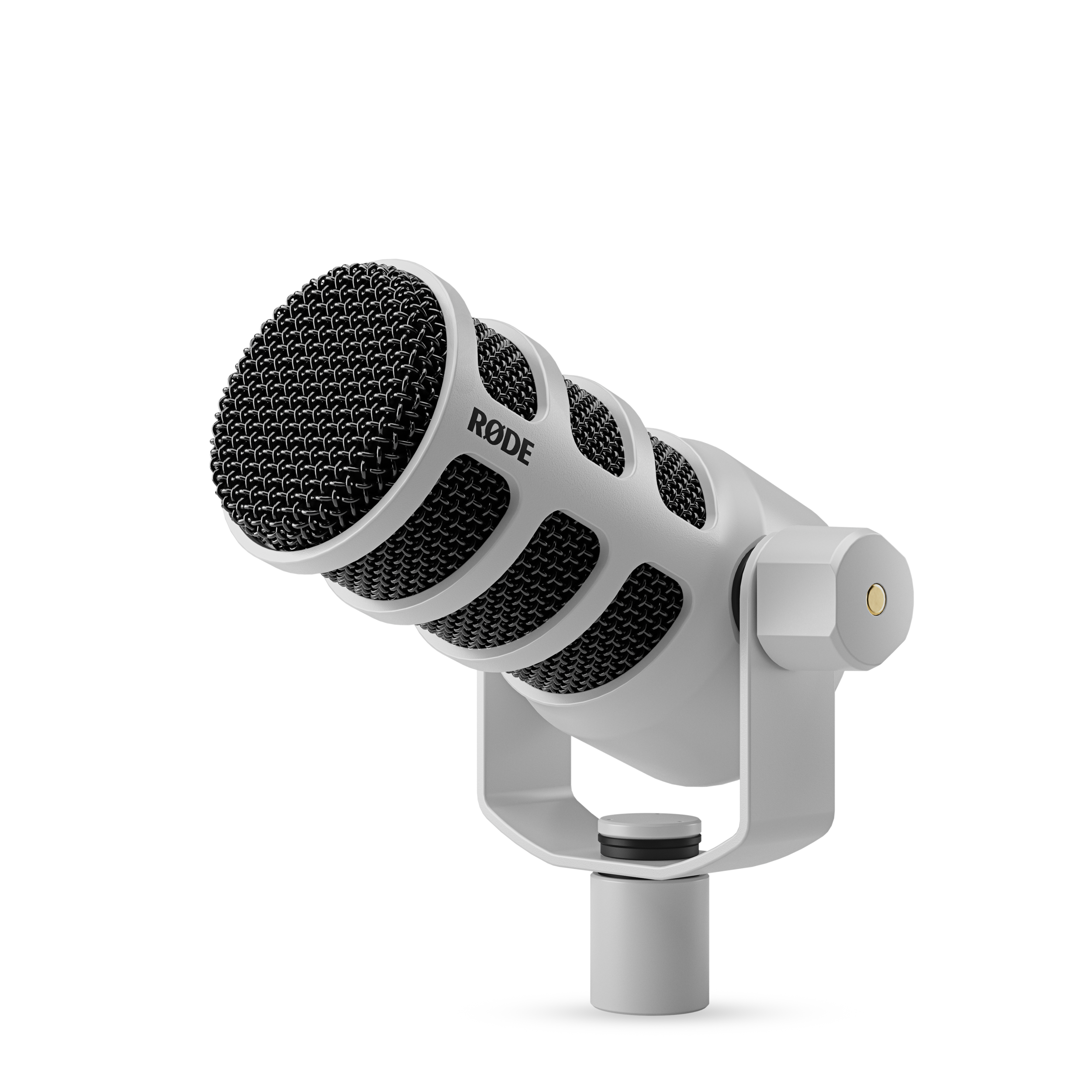 A large main feature product image of RODE PodMic - Cardioid Dynamic Broadcast XLR Microphone (White)