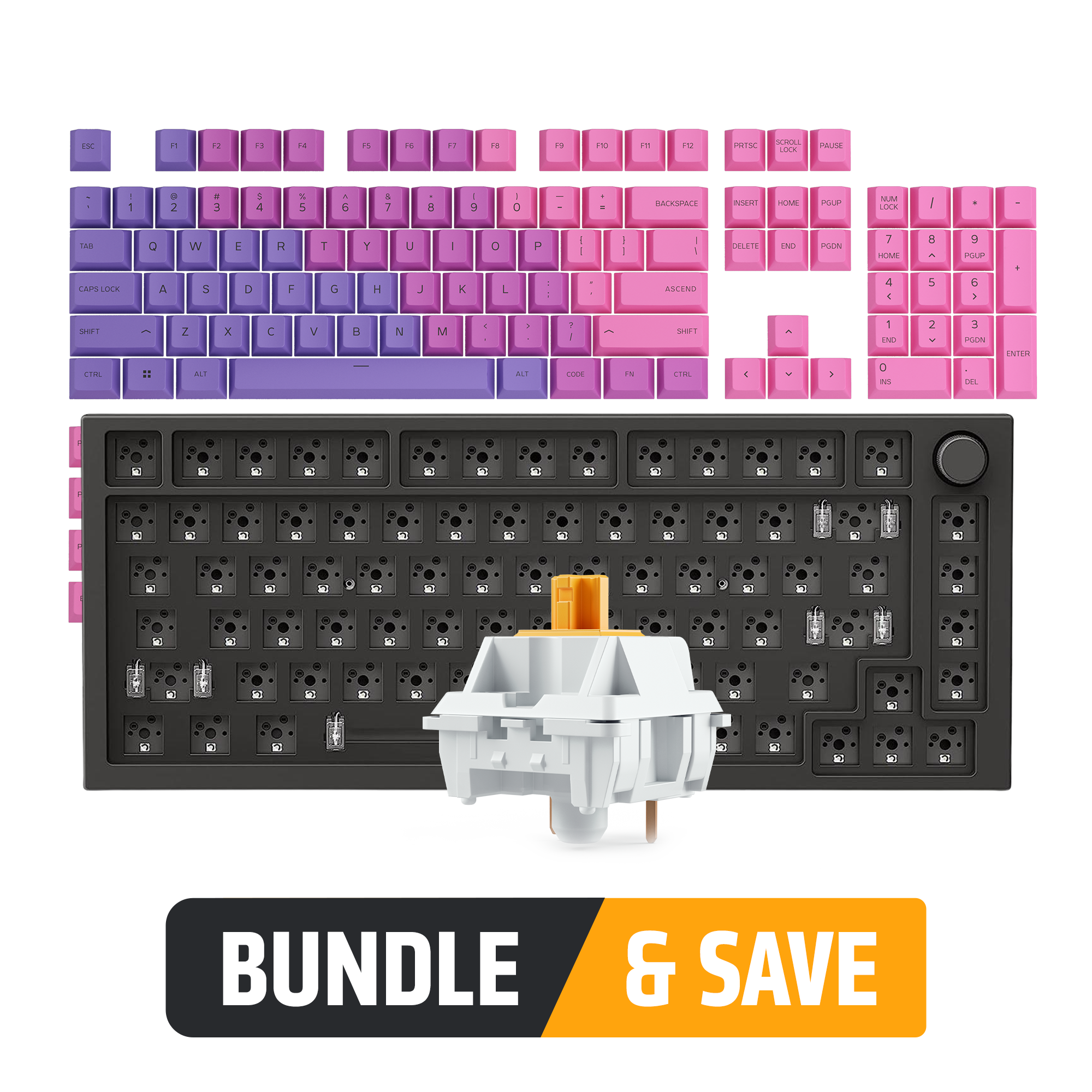 A large main feature product image of Glorious GMMK Pro 75% DIY Mechanical Keyboard Bundle