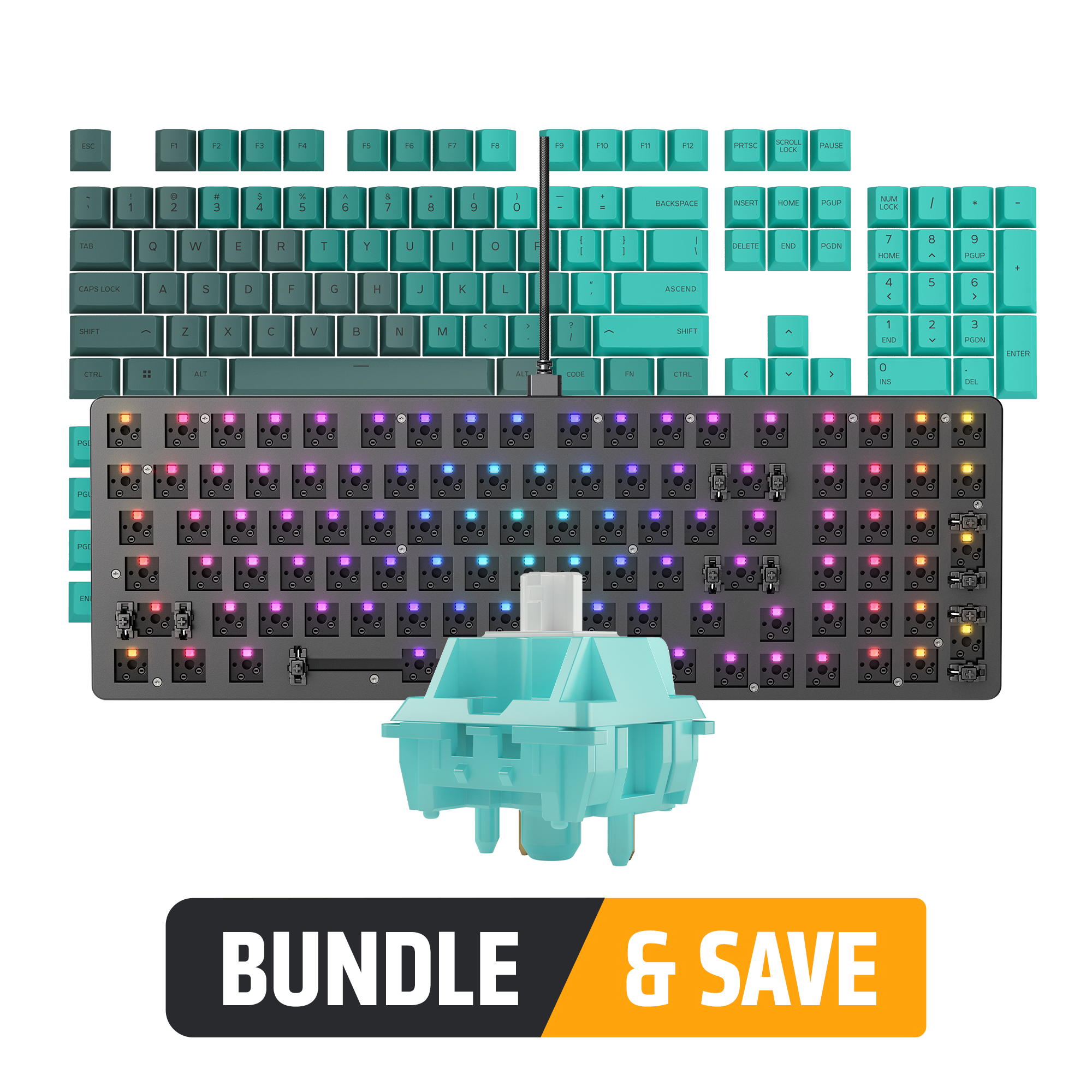 A large main feature product image of Glorious GMMK 2 96% DIY Mechanical Keyboard Bundle