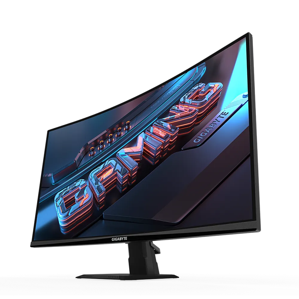 A large main feature product image of Gigabyte GS27QC  27"  Curved 1440p 165Hz/OC 170Hz Edge Monitor